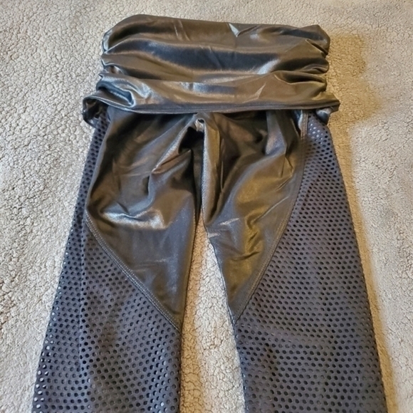 Koral Lustrous Mesh Faux Leather Maternity Leggings - Picture 5 of 10